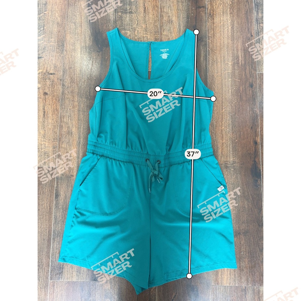 Torrid Active Womens Teal Green Sleeveless Romper Elastic Waist Pockets Sz 14/16 - Picture 9 of 9